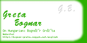 greta bognar business card